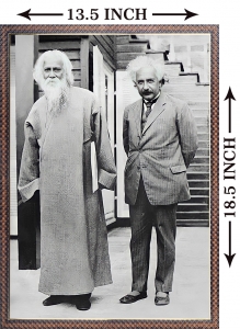 PIPILIKA® Home Decor | UV Laminated | VERY RARE PICTURE OF RABINDRATH TAGORE & ALBERT EINSTEIN | With 1 Inch Framing | SIZE: 18.5 inch X 13.5 inch | Wall Decor Painting | Famous Picture | Art:-1981106