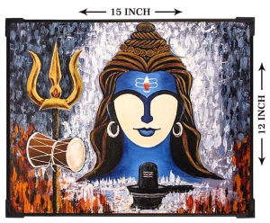 FURNATO Home Decor | Long Lasting UV Coated Hard Unbreakable MDF Board Laminated Picture of Lord Shiva | Religious Home Decor Painting Photo | MDF Long Lasting Binding