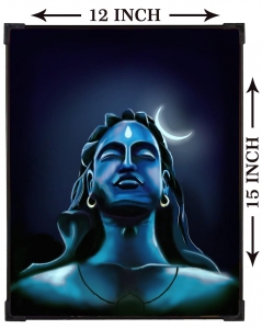 FURNATO Home Decor | Long Lasting UV Coated Hard Unbreakable MDF Board Laminated Picture of Lord Shiva | Religious Home Decor Painting Photo | MDF Long Lasting Binding