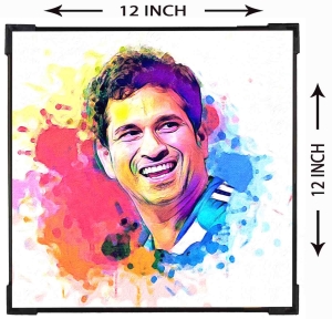 FURNATO | Painting of Sachin Tendulkar | Artistic Painting | with Long Lasting UV Coated MDF Framing | Laminated | Home Decor