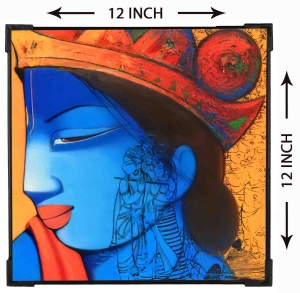 FURNATO | Painting of Shree Krishna | Artistic Painting | with Long Lasting UV Coated MDF Framing | Laminated | Home Decor