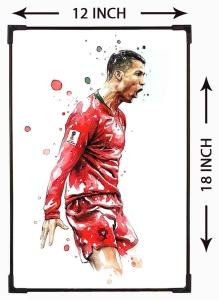 FURNATO | Painting of Cristiano Ronaldo | Artistic Painting | with Long Lasting UV Coated MDF Framing | Laminated | Home Decor