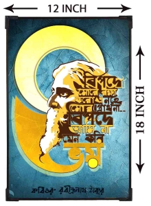 FURNATO | Painting of Rabindranath Tagore | Artistic Painting | with Long Lasting UV Coated MDF Framing | Laminated | Home Decor