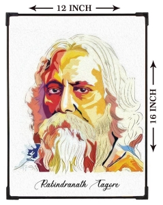 FURNATO | Painting of Rabindranath Tagore | Artistic Painting | with Long Lasting UV Coated MDF Framing | Laminated | Home Decor – MDF52