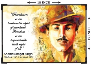 FURNATO | Painting of Sahid Bhagat Singh | Artistic Painting | with Long Lasting UV Coated MDF Framing | Laminated | Home Decor – MDF54