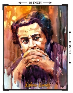 FURNATO | Painting of Kishore Kumar | Artistic Painting | with Long Lasting UV Coated MDF Framing | Laminated | Home Decor – MDF57