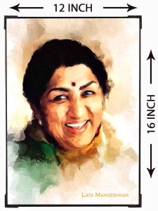 FURNATO | Painting of Lata Mangeshkar | Artistic Painting | with Long Lasting UV Coated MDF Framing | Laminated | Home Decor – MDF59