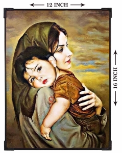FURNATO | Painting of Mother & Son | Artistic Painting | with Long Lasting UV Coated MDF Framing | Laminated | Home Decor – MDF67