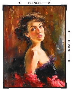 FURNATO | Painting of Lady | Artistic Painting | with Long Lasting UV Coated MDF Framing | Laminated | Home Decor – MDF76