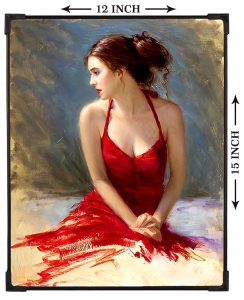 FURNATO | Painting of Beautiful Lady | Artistic Painting | with Long Lasting UV Coated MDF Framing | Laminated | Home Decor – MDF84
