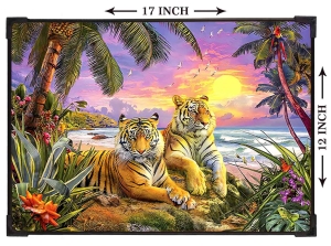 FURNATO | Painting of Two Tigers | Artistic Painting | with Long Lasting UV Coated MDF Framing | Laminated | Home Decor – MDF90