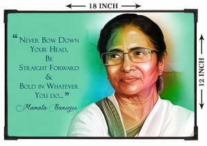 FURNATO | Painting of Mamata Banerjee | Artistic Painting | with Long Lasting UV Coated MDF Framing | Laminated | Home Decor – MDF94