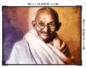 FURNATO | Painting of Mahatma Gandhi | Artistic Painting | with Long Lasting UV Coated MDF Framing | Laminated | Home Decor – MDF97