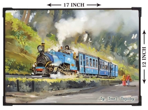 FURNATO | Painting of Darjeeling Toy Train | Artistic Painting | with Long Lasting UV Coated MDF Framing | Laminated | Home Decor – MDF103