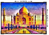 FURNATO | Painting of Taj Mahal | Artistic Painting | with Long Lasting UV Coated MDF Framing | Laminated | Home Decor – MDF126