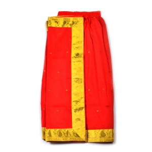 PIPILIKA® Indian Beautiful Red Pure Silk Saree for Kids Girls with Stitched Yellow Blouse (103 RED)