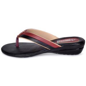 PIPILIKA® Trendy Fashionable Women Sandal (FLATS 602) (Maroon & Black)