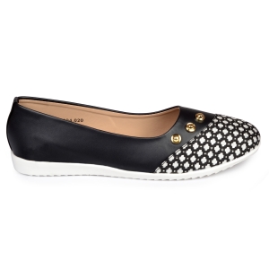 Trendy Beautiful Ballerinas 004.020 Bellies For Women  (Black, White)(UK/India 4)