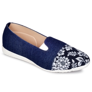 PIPILIKA Belly Flat 010 Blue Ballerinas Shoes Of Denim Jeans Bellies For Women (Navy)(UK/India 4)