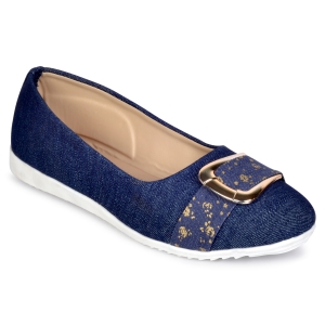 PIPILIKA Belly Flat 012 Blue Ballerinas Shoes Of Denim Jeans Bellies For Women (Navy)(UK/India 4)