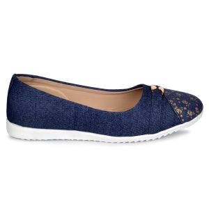 PIPILIKA Belly Flat 013 Blue Ballerinas Shoes Of Denim Jeans Bellies For Women (Navy)(UK/India 4)