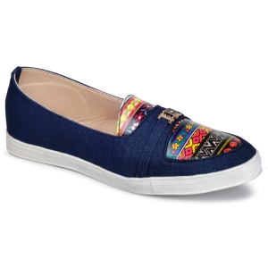 PIPILIKA Belly Flat 802 Blue Ballerinas Shoes Of Denim Jeans Bellies For Women (Navy)(UK/India 4)