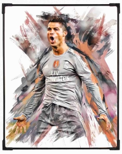 FURNATO | Painting of Cristiano Ronaldo | Artistic Painting | with Long Lasting UV Coated MDF Framing | Laminated | Home Decor
