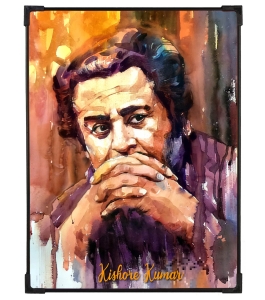 FURNATO | Painting of Kishore Kumar | Artistic Painting | with Long Lasting UV Coated MDF Framing | Laminated | Home Decor – MDF57