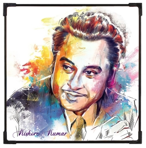 FURNATO | Painting of Kishore Kumar | Artistic Painting | with Long Lasting UV Coated MDF Framing | Laminated | Home Decor – MDF58