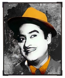 FURNATO | Painting of Kishore Kumar | Artistic Painting | with Long Lasting UV Coated MDF Framing | Laminated | Home Decor – MDF61