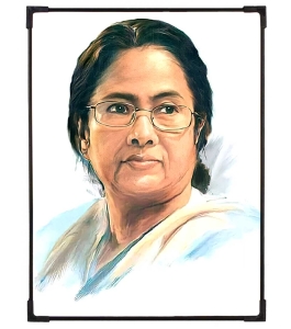 FURNATO | Painting of Mamata Banerjee | Artistic Painting | with Long Lasting UV Coated MDF Framing | Laminated | Home Decor – MDF92