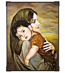 FURNATO | Painting of Mother & Son | Artistic Painting | with Long Lasting UV Coated MDF Framing | Laminated | Home Decor – MDF67