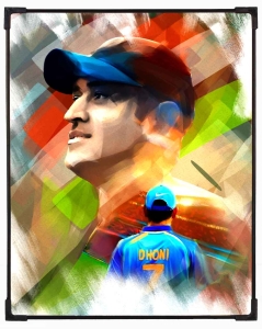 FURNATO | Painting of MS Dhoni | Artistic Painting | with Long Lasting UV Coated MDF Framing | Laminated | Home Decor