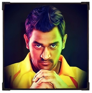 FURNATO | Painting of MS Dhoni | Artistic Painting | with Long Lasting UV Coated MDF Framing | Laminated | Home Decor – MDF100