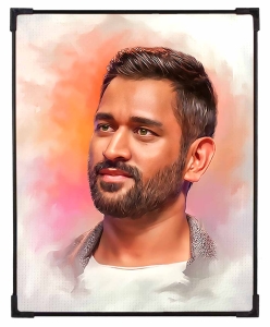 FURNATO | Painting of MS Dhoni | Artistic Painting | with Long Lasting UV Coated MDF Framing | Laminated | Home Decor – MDF101