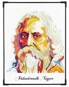 FURNATO | Painting of Rabindranath Tagore | Artistic Painting | with Long Lasting UV Coated MDF Framing | Laminated | Home Decor – MDF52