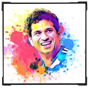 FURNATO | Painting of Sachin Tendulkar | Artistic Painting | with Long Lasting UV Coated MDF Framing | Laminated | Home Decor