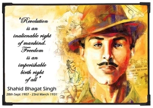 FURNATO | Painting of Sahid Bhagat Singh | Artistic Painting | with Long Lasting UV Coated MDF Framing | Laminated | Home Decor – MDF54