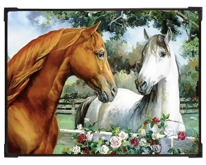 FURNATO | Painting of Two Horse | Artistic Painting | with Long Lasting UV Coated MDF Framing | Laminated | Home Decor – MDF91