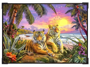 FURNATO | Painting of Two Tigers | Artistic Painting | with Long Lasting UV Coated MDF Framing | Laminated | Home Decor – MDF90