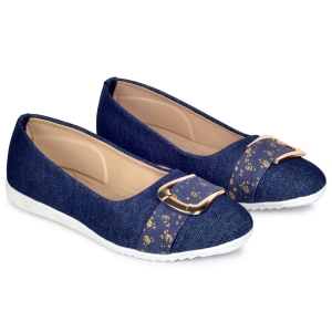 PIPILIKA Belly Flat 012 Blue Ballerinas Shoes Of Denim Jeans Bellies For Women (Navy)(UK/India 4)