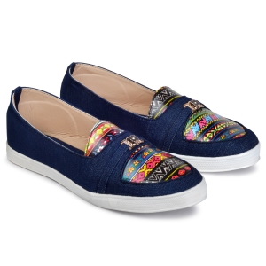 PIPILIKA Belly Flat 802 Blue Ballerinas Shoes Of Denim Jeans Bellies For Women (Navy)(UK/India 4)