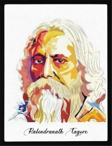 PIPILIKA® Home Decor | Art:-198152 | Rabindranath Tagore Portrait Picture Print | 13.5 inch X 17.5 inch | With 1 Inch Framing | Wall Decor Painting