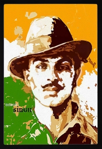 PIPILIKA® Home Decor | Art:-198156 | Shahid Bhagat Singh Portrait Picture Print | 13.5 inch X 19.5 inch | With 1 Inch Framing | Wall Decor Painting