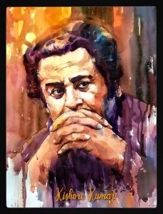 PIPILIKA® Home Decor | Art:-198157 | UV Laminated | Kishore Kumar Portrait Picture Print | 13.5 inch X 17.5 inch | With 1 Inch Framing | Wall Decor Painting