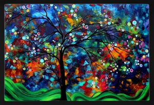 PIPILIKA® Home Decor | UV Laminated | Beautiful Abstract Painting Picture of Nature Scenery - With Framing | SIZE: 19.5 inch X 13.5 inch | 1 Inch Framing | Wall Decor Painting | Art:-198178