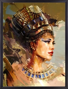 PIPILIKA® Home Decor | UV Laminated | Beautiful Egyptian Women Lady Portrait Painting Picture - With Framing | SIZE: 13.5 inch X 17.5 inch | 1 Inch Framing | Wall Decor Painting | Art:-1981112