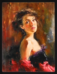 PIPILIKA® Home Decor | UV Laminated | Beautiful Women Lady Portrait Painting Picture - With Framing | SIZE: 13.5 inch X 17.5 inch | 1 Inch Framing | Wall Decor Painting | Art:-198176