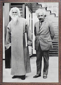 PIPILIKA® Home Decor | UV Laminated | VERY RARE PICTURE OF RABINDRATH TAGORE & ALBERT EINSTEIN | With 1 Inch Framing | SIZE: 18.5 inch X 13.5 inch | Wall Decor Painting | Famous Picture | Art:-1981106