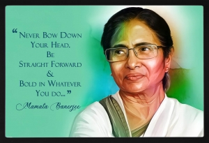 PIPILIKA® Home Decor | UV Laminated | Wonderful Portrait Picture Photo Painting of Honorable CM MAMATA BANERJEE - With Framing | 19.5 inch X 13.5 inch | Beautiful Painting | Art:-198194